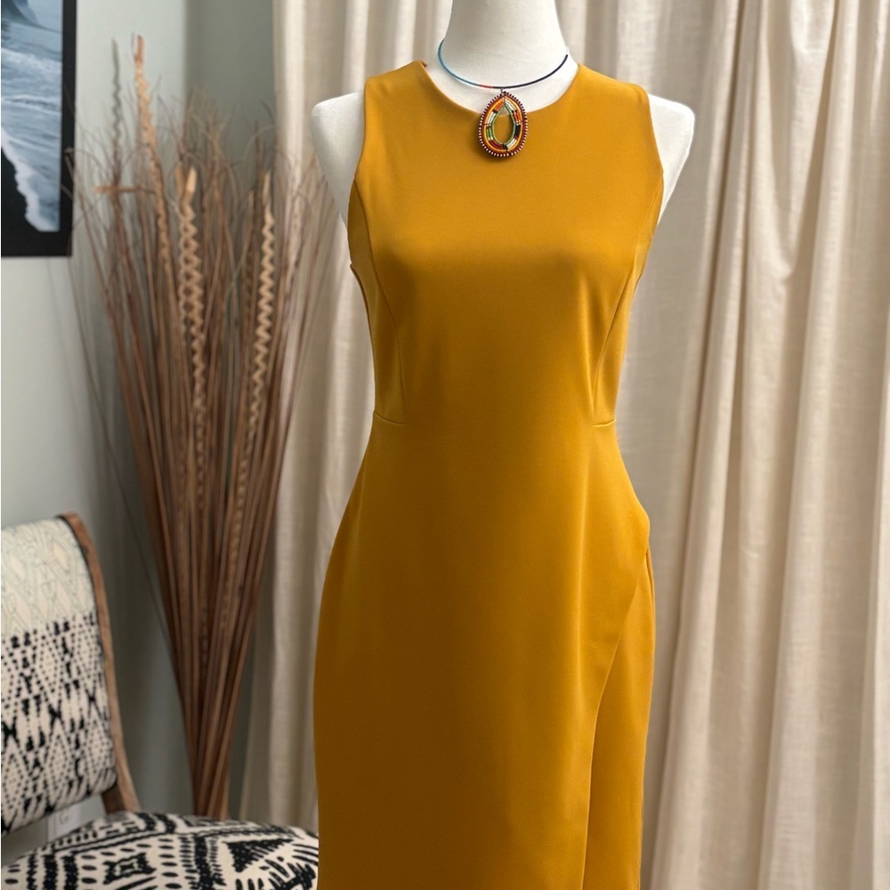 Sleeveless Mustard Sheath Dress - Elegant Women’s Work & Event Dress
